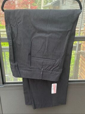 Penningtons Petite Black Pinstripe Straight Leg Pants  Net